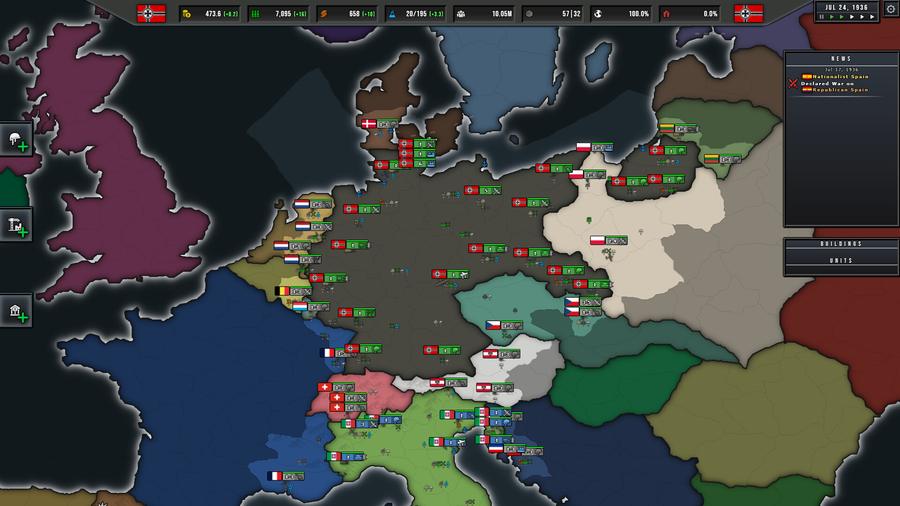 A 1936 campaign as the German Reich, with unit counters across central Europe